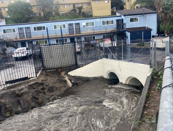 Photo of the clogged storm drain after cleanup